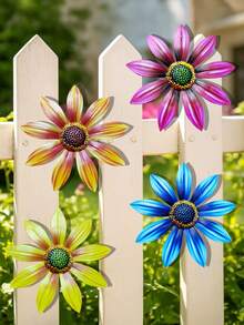 1 pièce/4 pièces Fleur de marguerite en métal coloré, décoration murale pour l'extérieur et le jardin, sculptures murales florales résistantes aux intempéries, cadeau parfait pour les amateurs de jardinage, art mural vibrant pour le patio, la clôture, le jardin et la décoration de la maison pendant les fêtes - C - Voir 13