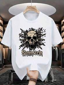 Men's Punk Rock Skull T-Shirt: A Sophisticated And Beautiful Graphic Design, Perfect For Fans Of Alternative And Mexican Metal Music, Urban And Street Style. TOPV - White - View 1