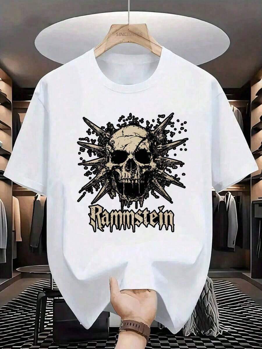 Men's Punk Rock Skull T-Shirt: A Sophisticated And Beautiful Graphic Design, Perfect For Fans Of Alternative And Mexican Metal Music, Urban And Street Style. TOPV - White - View 1