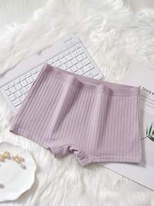 3pcs Women's Solid Color Mid-Waist Boxer Briefs, Elegant Comfortable Women's Boxer Briefs, Daily Casual Fashion Textured Underwear, Suitable For Back To School, Halloween, Christmas Party, Asian Size Runs Small, Recommend Buying One Size Up - Multicolor - View 7