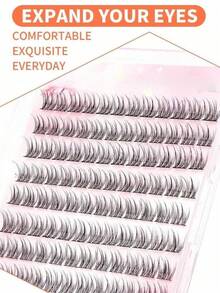 LIMEIKAI 120pcs Glue-Free False Eyelashes, Natural Fishbone Segmented Lashes, C-Curl Thick Individual Lashes, Volumizing Eyelash Set, Suitable For Beginners - View 9