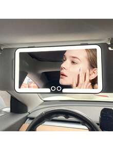 Reletech Fccemc Super Thin LED Car Vanity Mirror, High Definition Makeup Mirror, Sun Visor Mounted Makeup Mirror With USB Charging, Dimmable Touch Screen, For Ladies - A - View 10