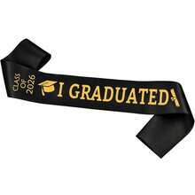 Black Graduation Sash With Gold Glitter Letter I Graduated, Class Of 2026 For Graduation Party Decorations, 2026 Party Supplies - Model B2026 - View 7