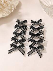 24/10pcs Girls Lace & Mesh Bow Hair Clips, Suitable For Daily Use - Multicolor - View 5
