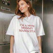 "I'm A Mom, Mommy, Mamacita" T-Shirt - "Mom Life" T-Shirt, Funny Slogan T-Shirt, Mom Team, Oversized T-Shirts For Women, Mother's Day Gift, Machine Washable Casual T-Shirt For Vacation, Urban And Sportswear - 1-白色 - 查看 3