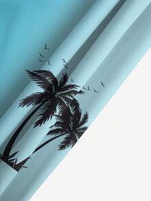 Men's Swim Trunks, Hawaiian Holiday Casual Outdoor Coconut Tree Ombre Pattern 3D Digital Print Relaxed Daily Vacation Single Layer Drawstring Beach Shorts - Baby Blue - View 6