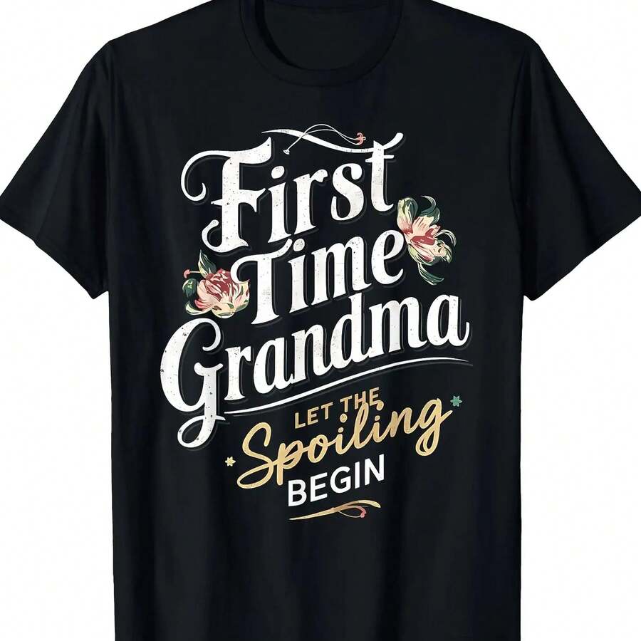 Fashion clothesG T-Shirt, Gift fclothes Grandma on Her First Time - Negro - Ver 1
