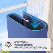 Tendedero redondo de acero inoxidable, perchero espiral ahorrador de espacio adecuado para sábanas, mantas, toallas, material duradero y resistente a la oxidación, aplicable para el hogar, dormitorio, balcón, secado y almacenamiento multifuncional, fácil de usar para un secado rápido y uniforme, plegable para un almacenamiento conveniente - Multicolor - Ver 9