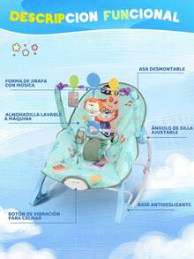Multifunctional Baby Rocker With Mosquito Net, Music, Vibration, And Hanging Toys, Adjustable Backrest - Baby Blue - View 3