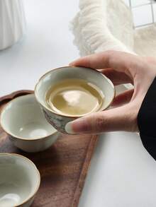 1个/2个/4个汝窑桃花茶杯,陶瓷茶具,主杯,客杯,功夫茶具,家用 - 彩色 - 查看 5