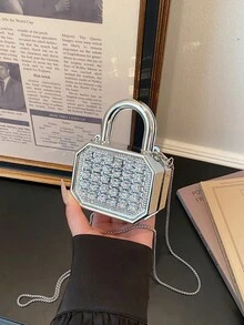 New Acrylic Mini Handbag, Fashion Clutch Purse, Personalized Lipstick Case, Celebrity Evening Bag, Crossbody Chain Bag - Silver - View 7