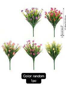 5pcs Colorful Artificial Flowers, UV-Resistant Plastic Fake Plants, Suitable For Indoor/Outdoor Garden, Windowsill, Balcony, Planter, All Seasons Decor - Multicolor - View 11
