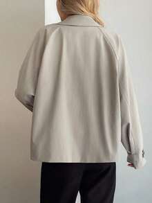 Abrigo de trinchera holgado de manga larga con solapa para mujer, otoño - Albaricoque - Ver 2