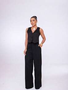 Wide-Leg Pants By Alntaria Risco Calca111114 - Black - View 4