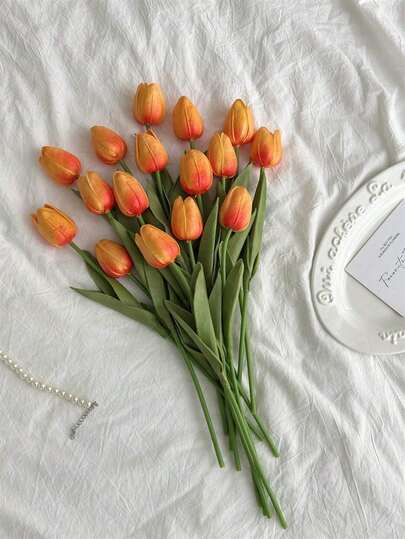 3 bông hoa tulip nhân tạo để trang trí nhà cửa, hoa giả sống động như thật cho phòng khách và phòng ngủ.