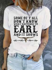 EARL Printed T-Shirt - Fashionable Top With A Round Neck And Loose Fit, Perfect For Everyday Wear, Camping, Concerts, Hip-Hop, Rock And Rap Events - Casual Short-Sleeved Round Neck T-Shirt - Lightweight And Breathable For Your Spring And Summer Wardrobe. - 白色 - 查看 7