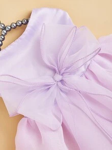 2pcs - Lavender Princess Style Big Bow Puff Dress With Gradient Princess Hair Clip, Multi-Layered Tulle Wedding Outfit For Small Dogs, Suitable For Bichon, Yorkshire, Chihuahua And Other Pets, Can Be Worn For Birthday Parties And Photos - Mauve Purple - View 6