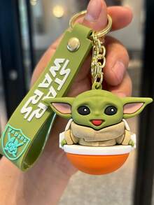 Hasbro Grogu 3D Silicone Keychain, Featuring Cute, Detailed Grogu Figures In Varied Poses With Soft, Smooth Texture. Each Keychain Comes With A Sturdy Metal Ring, Clip, And Branded Silicone Strap, Making It Durable And Easy To Attach To Bags, Keys, Or Accessories. Ideal For Fans, These Whimsical, Lightweight Charms Add A Playful, Collectible Touch To Everyday Carry Items. - Silver-2pcs - View 7