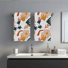 2pcs Geometric & Floral Abstract Pattern Microfiber Kitchen Towels, 40*60cm Rectangular Absorbent Dish Cloths, Housewarming Gifts, Suitable For Kitchen & Bathroom, Great For Homemakers And Family Gatherings, High Value - Multicolor - View 10