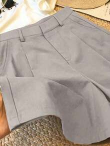 Conjunto de 3 piezas de pantalones cortos a cuadros en blanco y negro para uso casual/empresarial (sin cinturón) - Multicolor 4 - Ver 4