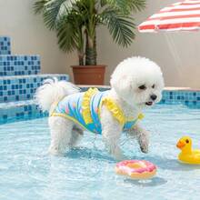 1pc Dog Bikini Swimwear, UV Protection & Cooling Pet Clothes For Summer, Cute Ruffle Design For Poodle & Small Dogs Outdoor Water Beach Accessory - Blue - View 2