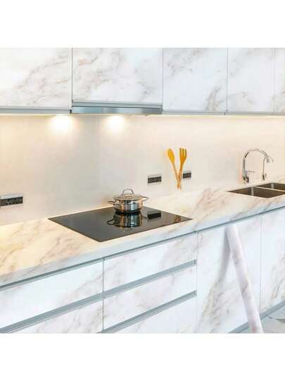 1 Cuộn Giấy Dán Tường Tự Dẹp Vân Đá Cẩm Thạch Vàng Cao Cấp, Chống Thấm Nước & Không Dính, Thích Hợp Cho Tường Nhà, Đồ Nội Thất, Kích Thước 40cm*100/300/500cm