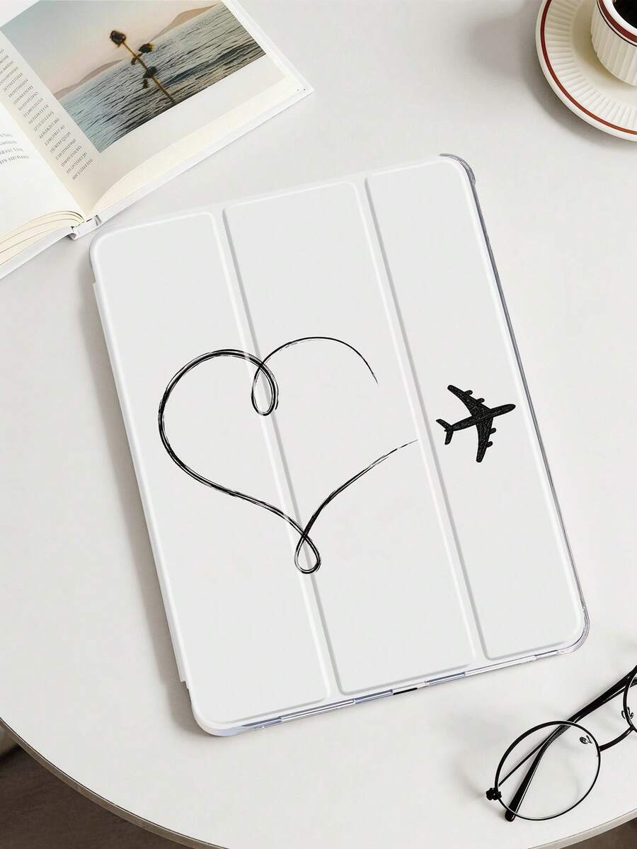 1 chiếc ốp lưng máy tính bảng vẽ tay tối giản hình trái tim và máy bay, tương thích với iPad Mini 4/5/6/7, Air, 9.7/10.2/10.5/Air 4/5, Pro 11-Inch, thế hệ thứ 10, Air 11-Inch (M3) 2025, (A16) 11-Inch thế hệ thứ 11 2025, Air 8 (M4) 2026 (11-Inch), Galaxy Tab A8 10.5 Inch 2022. Có khe cắm bút cảm ứng tích hợp, chân đế gập 3 lần, viền mềm TPU bảo vệ, chức năng ngủ/thức từ tính, thiết kế thanh lịch/sáng tạo/vui nhộn/tối giản. - Nhiều màu - Xem 1