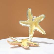 SUSUZUKU 1pc Creative Gift Metal Enamel Starfish Jewelry Box, Unique Birthday/Valentine's Day Gift, Ocean Style Jewelry Storage Box, Seashell Starfish Ceramic Jewelry Organizer, Desktop Decor - Starfish - View 6