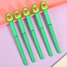 1/3/5pcs Cute Avocado Smiling Face Neutral Pens, Green Cap, Creative Fruit Design, Smooth Writing, Suitable For Diary, Planning, Notes, Office Supplies - A - View 6