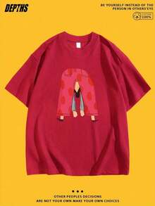 Nueva Colección Verano 2026, Estilos Unisex, Camiseta de Cuello Redondo con Estampado Creativo y Divertido de Dibujos Animados, Algodón Puro, Moda de Verano, Manga Corta, Estilo Casual para Salidas Diarias, Tallas: S–7XL |     Se envía en 24 horas. Camiseta de mujer con estampado retro vintage. - Rojo - Ver 1