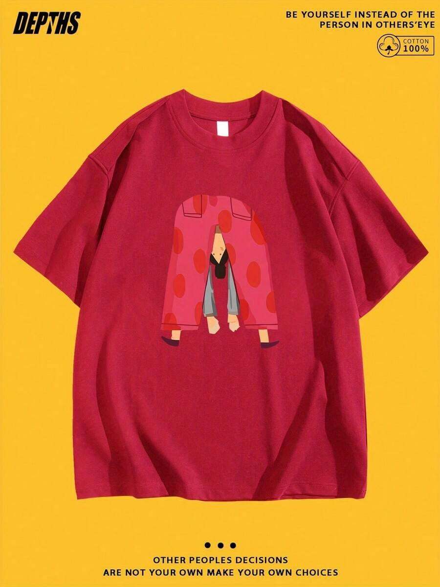 Nueva Colección Verano 2026, Estilos Unisex, Camiseta de Cuello Redondo con Estampado Creativo y Divertido de Dibujos Animados, Algodón Puro, Moda de Verano, Manga Corta, Estilo Casual para Salidas Diarias, Tallas: S–7XL | Se envía en 24 horas. Camiseta de mujer con estampado retro vintage. - Rojo - Ver 1