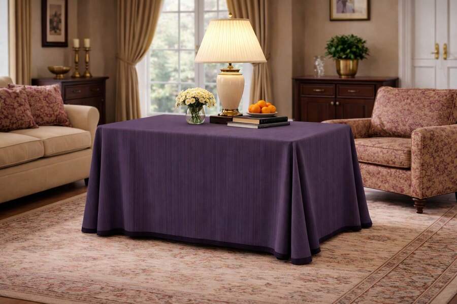 VALENTIA HOME Falda Mesa Camilla Riba | Ropa Mesa Camilla Cuadrada | Mesa 60x110cm, 70x120cm, 90x90cm |75 cm de Altura | Mesa Camilla Suave y Resistente |Tejido Primavera, Verano y Otoño | 12 colores | Ropa Mesa Camilla Fabricada en España"✅Entrega 24/48h" - Lila - Ver 1
