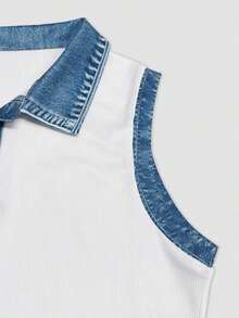 Camiseta de mujer con estampado de lunares y botones en la mitad del escote, adecuada para citas y vacaciones - Multicolor 13 - Ver 4