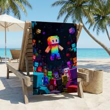 1pc Style Beach Towel, Super Absorbent Large Beach Blanket, Suitable For Travel, Swimming Pool, Diving, Surfing, Yoga, Camping, Available In Multiple Sizes, Beach Accessories - Cube Man - View 7