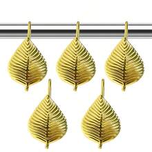 12个金箔浴帘挂钩，金属窗帘挂钩装饰 - 金色 - 查看 1