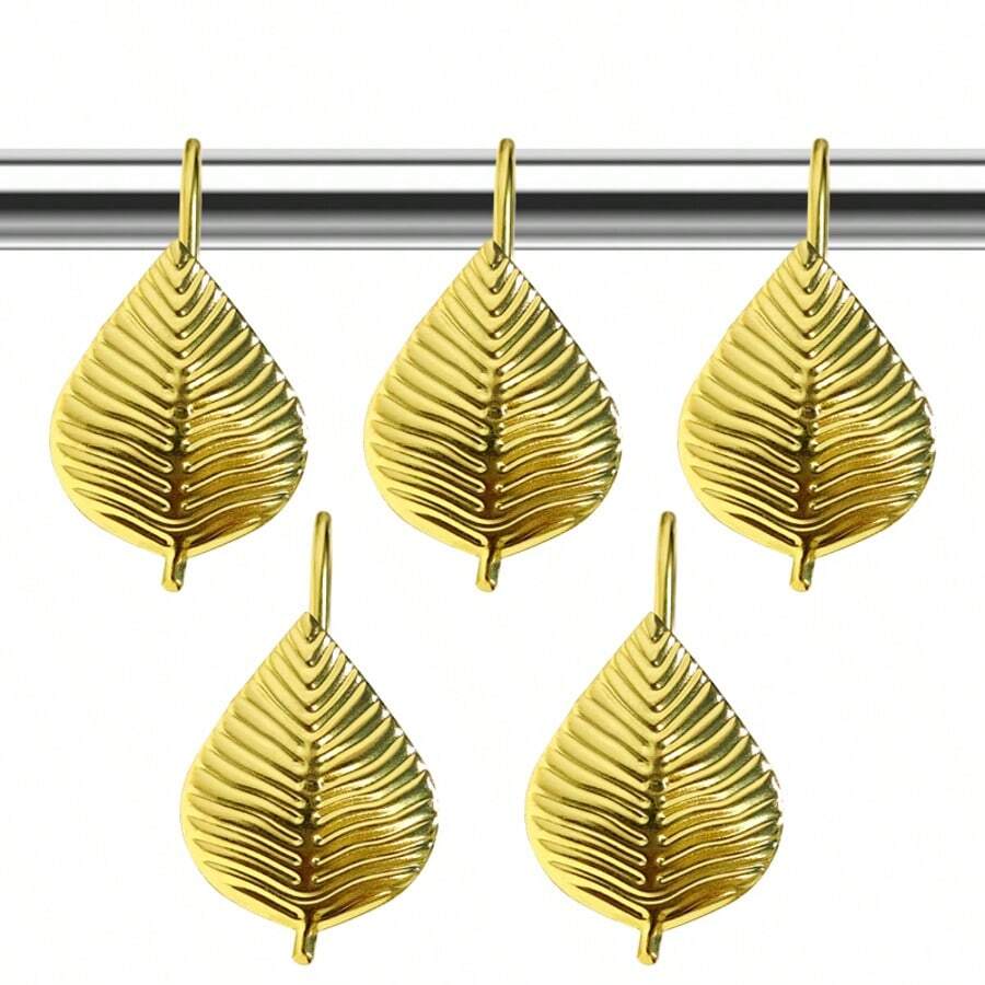 12个金箔浴帘挂钩,金属窗帘挂钩装饰 - 金色 - 查看 1
