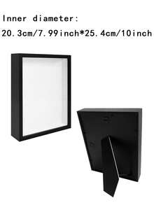 1PC Black And White Three-Dimensional Hollow 5cm Wooden Photo Frame 3D Dried Flower Photo Frame Without Accessories Display Stand DIY Shell Photo Eternal Flower Rose Handmade Photo Frame Wedding Souvenir Desktop Wall Decoration (Picture Frame Only) - Picture Frame - View 2