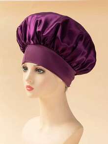 1 pièce Bonnet de nuit en soie, Bonnet de nuit en satin, Bonnet de nuit en soie à bande élastique douce, Bandeau en soie pour cheveux bouclés, Bonnet de nuit en satin de couleur unie, Design à bande élastique large, Bonnet de soin capillaire confortable et respirant, Essentiel pour la rentrée scolaire - Multicolore - Voir 17