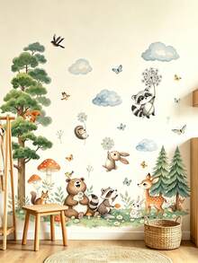 Cartoon Animal, Rainbow Slide, Cloud, Sun Wall Stickers, Suitable For Children's Room, Kindergarten, Self-Adhesive Decorative Wall Decals - Multicolor - View 7