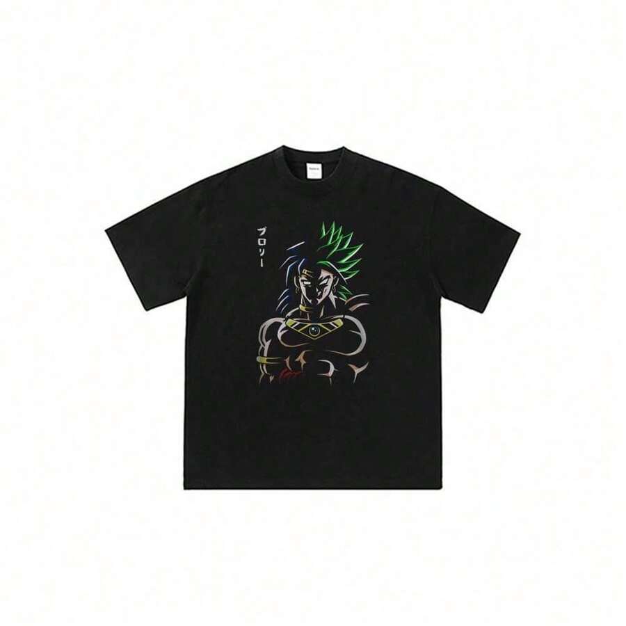 DragonSS-Ball-BrolyS-Stencil 2026 Japanese Anime Mens T-Shirts Funny Cute Cartoon Women T-Shirt Short-Sleeved T-Shirts G - 黑色 - 查看 1