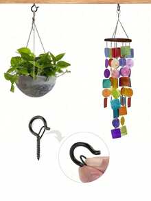 30pcs Heavy Duty Metal Screw Hooks, Suitable For Indoor & Outdoor Use - Great For Hanging Plants, LED Lights, Wind Chimes And Garage Decor - Multicolor - View 2