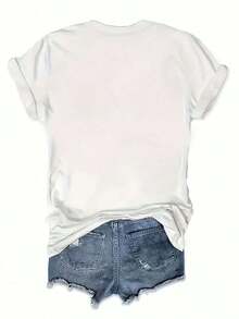 Gift: Women's Lightweight Graphic Tees, Short-Sleeved, Casual Style, With A Red Strawberry Print, Crew Neck, Comfortable For Everyday Wear In All Seasons, Cute Blouse, Casual Short-Sleeved Top With A Crew Neck, Soft And Breathable Knit Fabric, Machine Washable, Comfortable Everyday Wear Suitable For Spring, Summer, Autumn And Winter, 100% Cotton, A Popular Choice. Soft - 白色的 - 查看 3