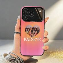 Funda para Teléfono T-Trendy Hot Music K-KATSEYE para iPhone 17, 16, 15, 14, 13, 12, 11, Pro, MAX, Silicona Gris Mate, Cubierta Negra - Naranja - Ver 2