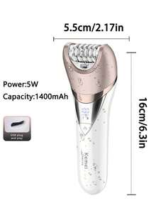 Kemei 科美六合一多功能电动脱毛器 | IPX6级防水，集洁面、修剪睫毛、按摩和去角质功能于一体 | 无线便携旅行套装，夏季旅行必备脱毛神器 - 白色 - 查看 9