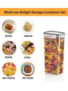 24/16/8/4pcs Airtight Food Storage Containers (With Lids) Transparent Plastic Kitchen Storage Boxes, Stackable Dry Food Storage Jars With Labels And Markers, Leak-Proof Grain And Cereal Storage Containers, Reusable Kitchen Essentials - Multicolor - View 7