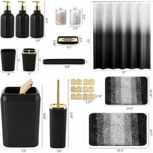 SXWSBArt 32PCS Bathroom Set Bathroom Sets With Shower Curtain And Rugs Black Bathroom Accessories,Shower Curtain Set,Bathroom Rug Set With Bathroom Trash Can - 橘子 - 查看 7
