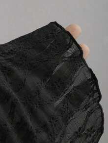 Top corto tipo tubo con lazo y estampado texturizado - Negro - Ver 4