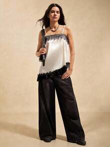 Top de tirantes negro minimalista de unicolor para mujer - Albaricoque 2 - Ver 3