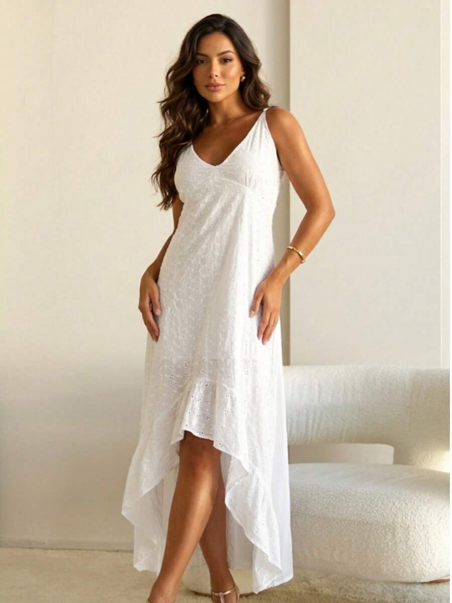 MIA BRAZIL Vestido Branco Laise Algodão Mullet Alça Boho Chic-MHI-398 - Branco - Visão 1
