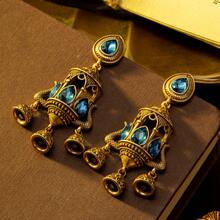1 Pair Women's Fashion Jewelry Earrings, Luxurious Palace Style Tassel Design, Suitable For Vacation And Festivals - Multicolor - View 6